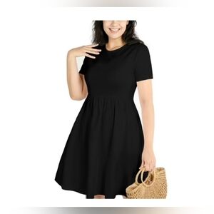 Nwt 2x POSESHE Women's Plus Size Summer Dress, Short Sleeve Round-Neck Short Par